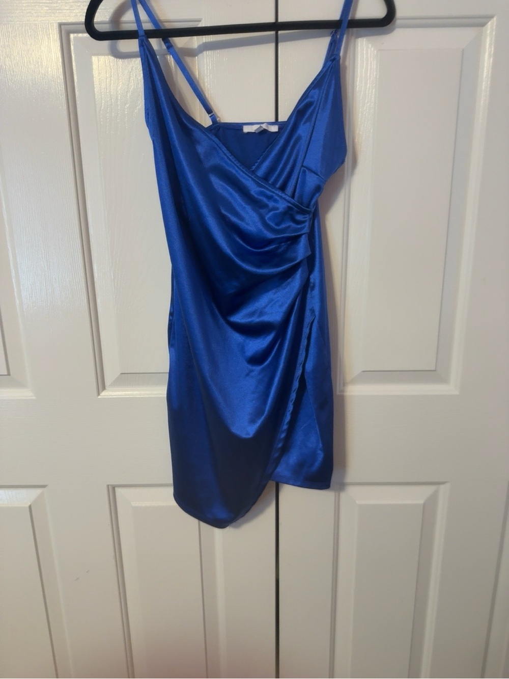 iris Royal Blue Satin Mini Slip Dress